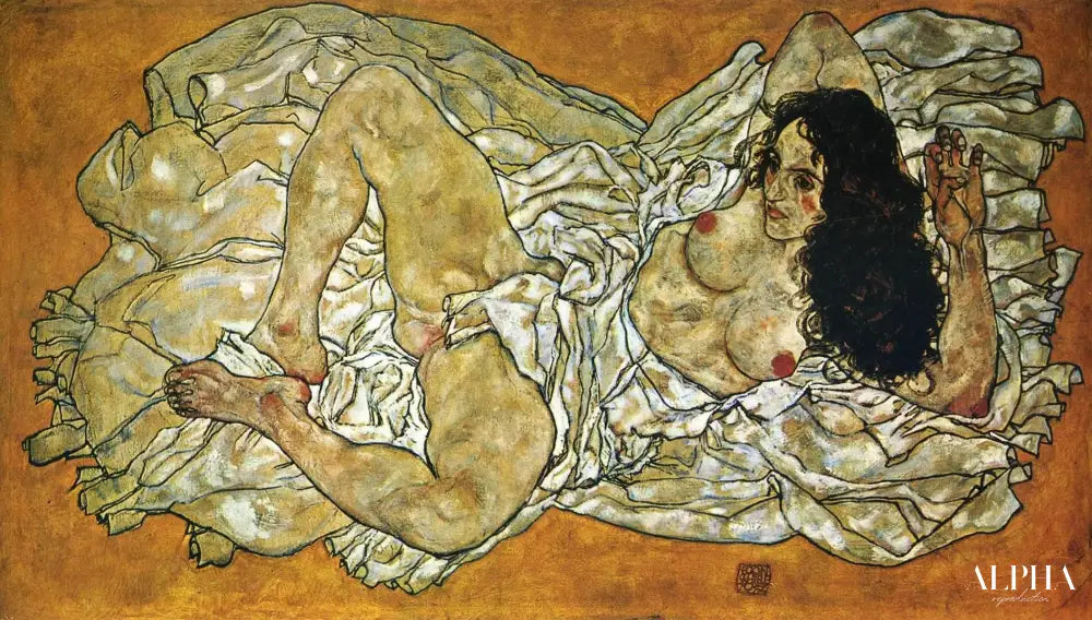 Femme allongée - Egon Schiele - Reproductions de tableaux et peintures haut de gamme