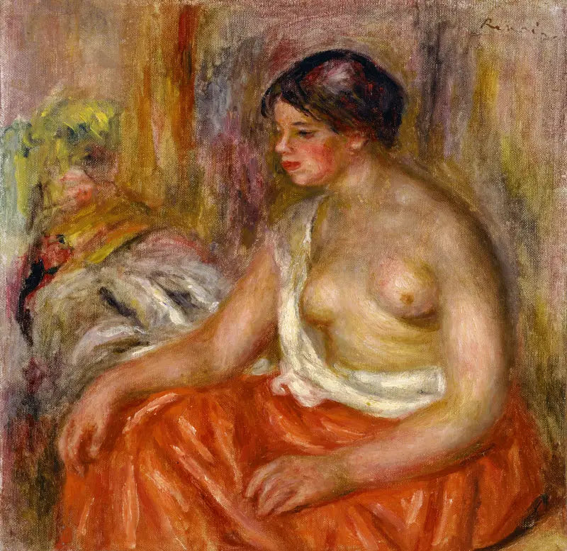 Alastonrintainen nainen istuu - Pierre-Auguste Renoir