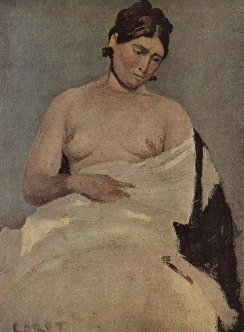 Istuva nainen alastomina - Jean-Baptiste Camille Corot