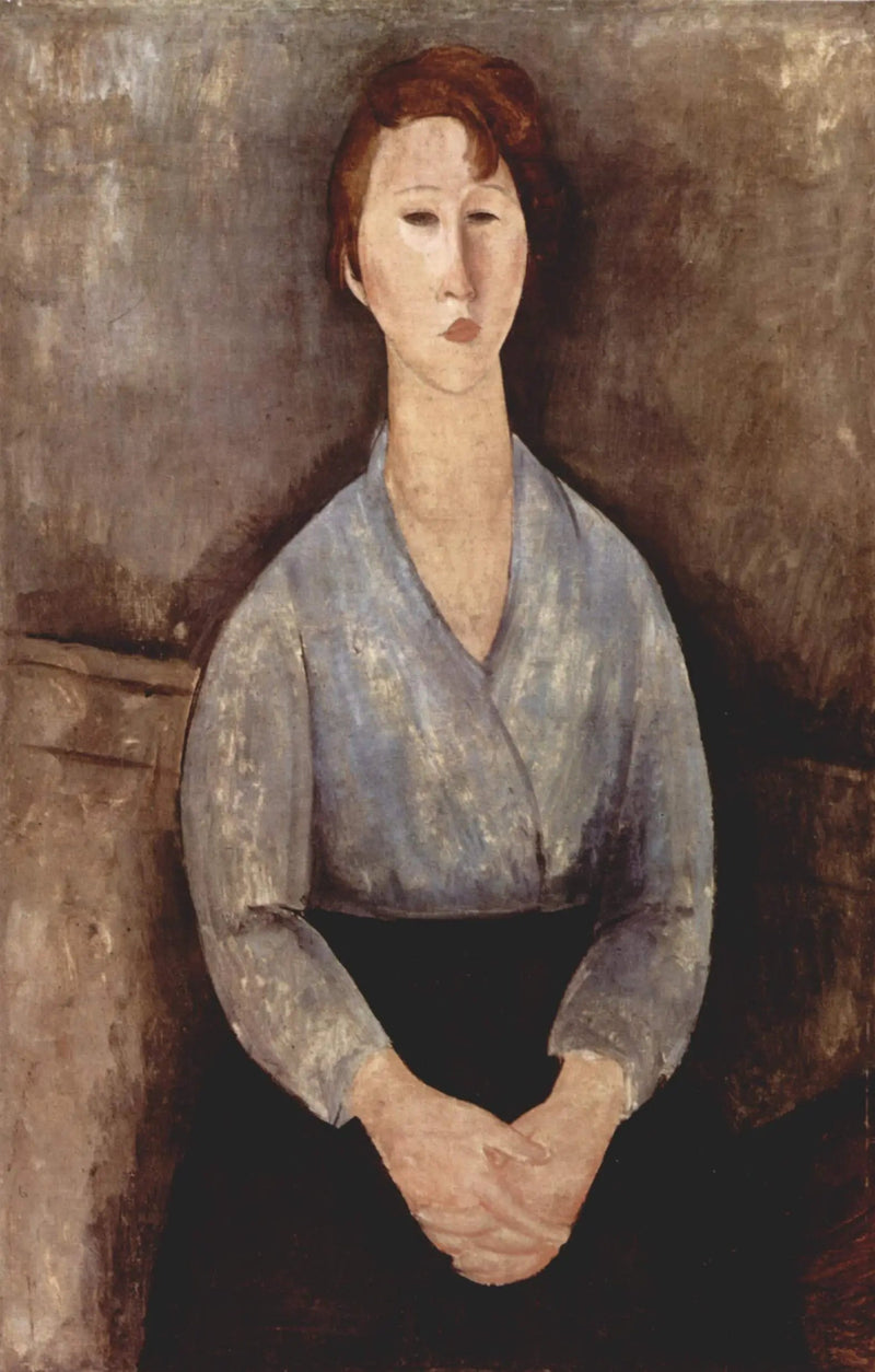 Sininen paita päällä istuva nainen - Amedeo Modigliani