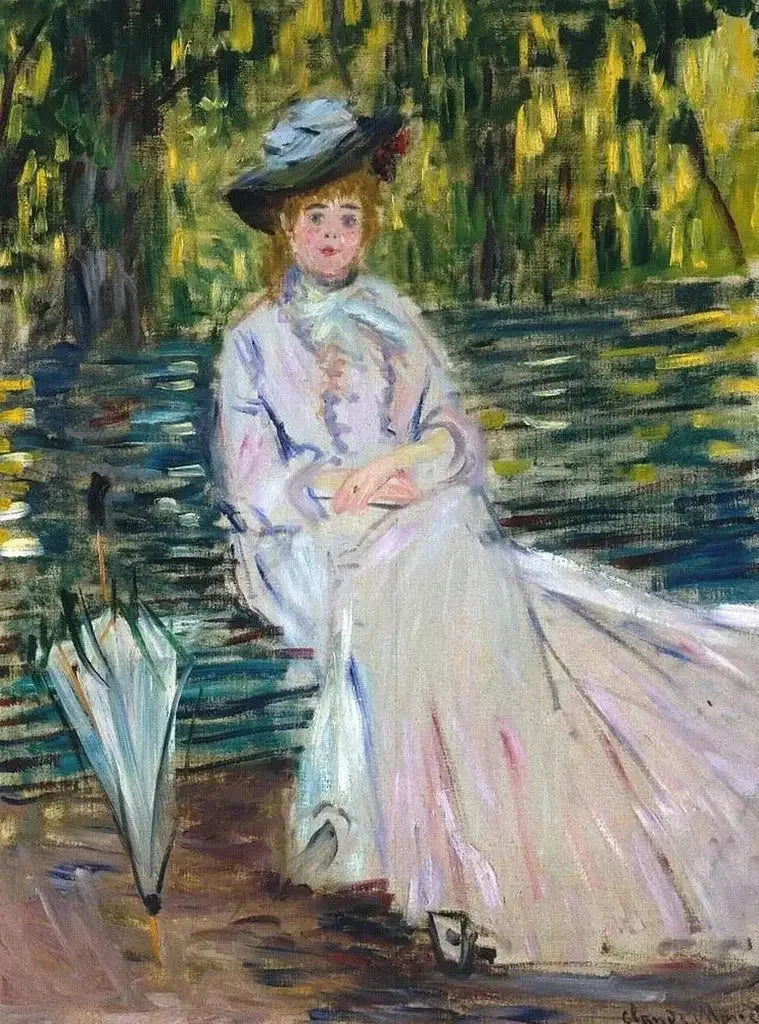Nainen istumassa penkillä W343 - Claude Monet