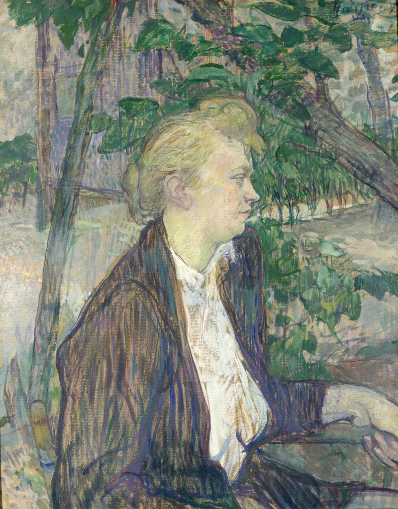 Nainen istuu puutarhassa - Henri de Toulouse-Lautrec