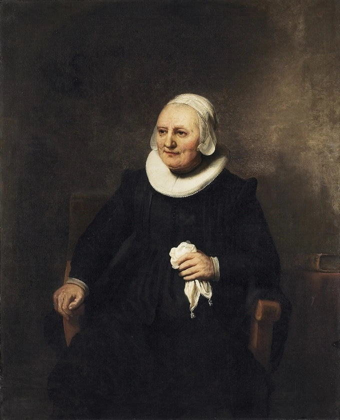 Istuva nainen nenäliinan kanssa - Rembrandt