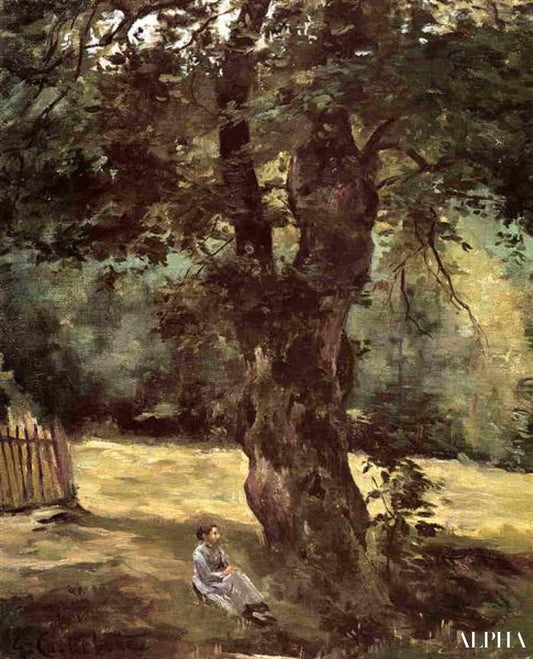 Femme assise sous un arbre - Caillebotte - Reproductions de tableaux et peintures haut de gamme