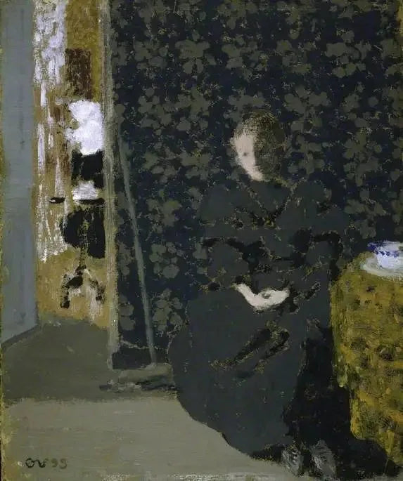 Nainen istuu: kahvikuppi - Édouard Vuillard