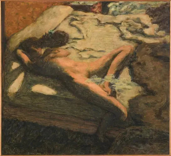 Nukkumassa oleva nainen sängyllä - Pierre Bonnard