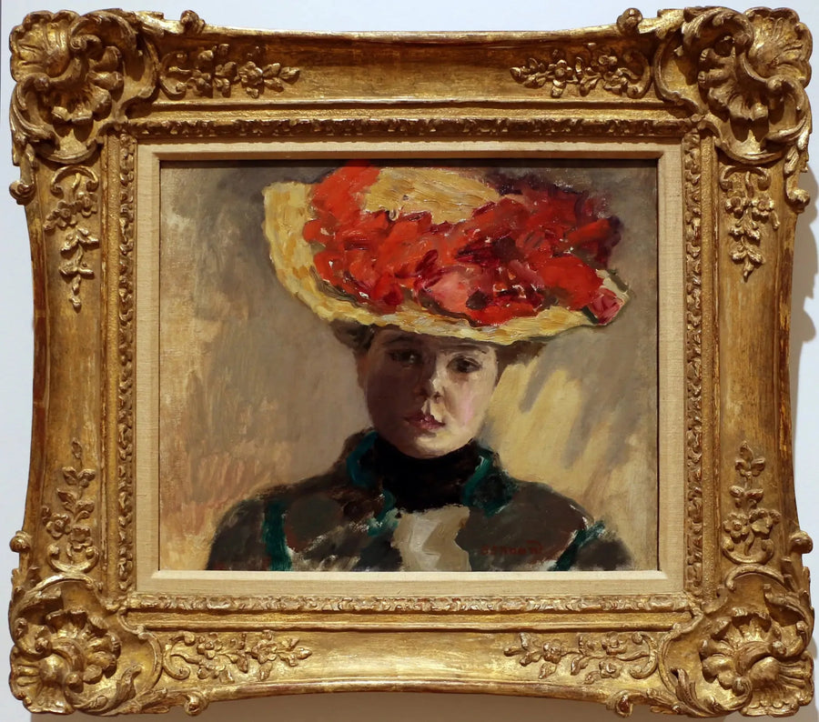 Nainen punaisessa hatussa - Pierre Bonnard