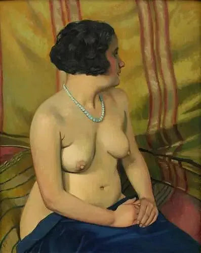 Nainen sinisellä kaulakorulla - Félix Vallotton