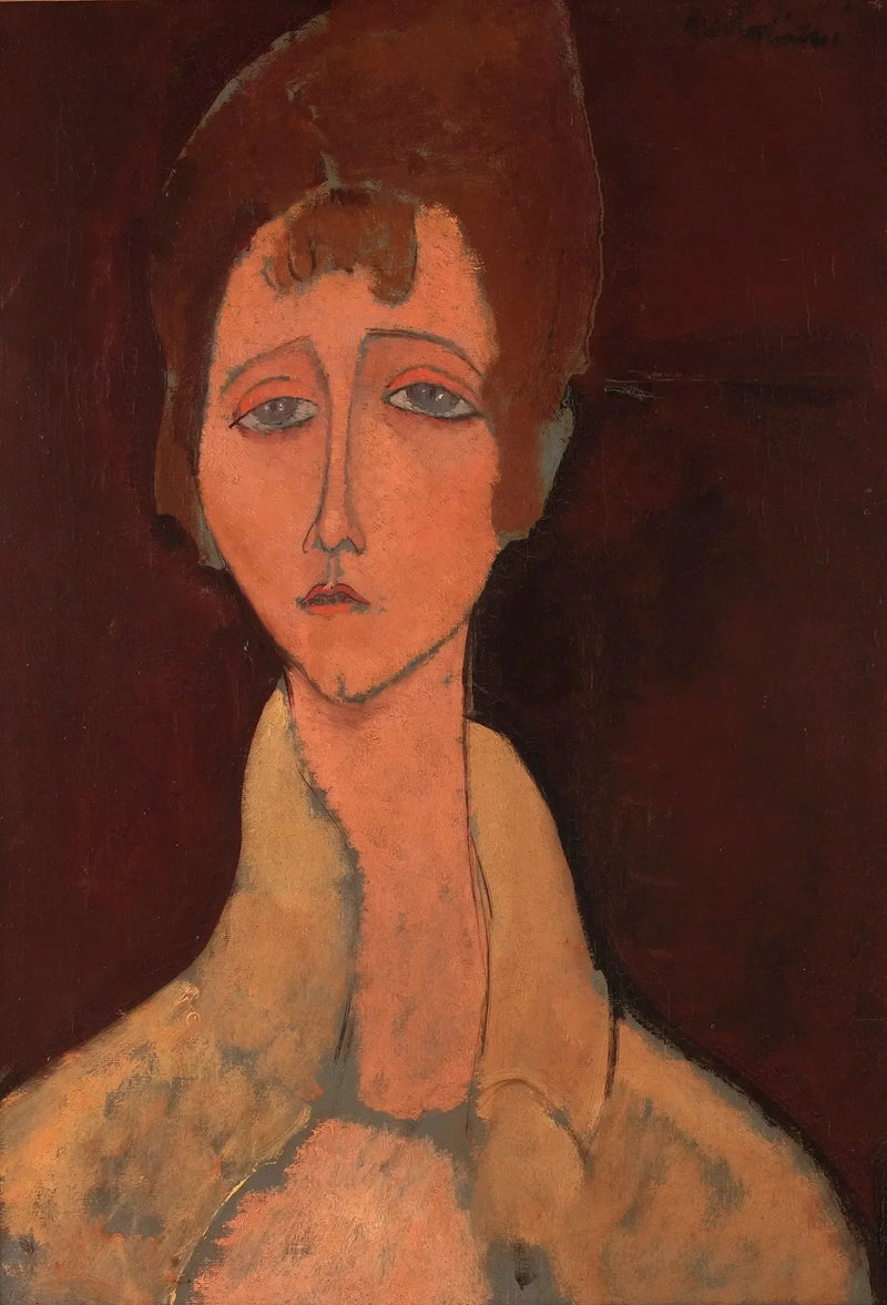 Valkoiseen korsettiin pukeutunut nainen - Amedeo Modigliani