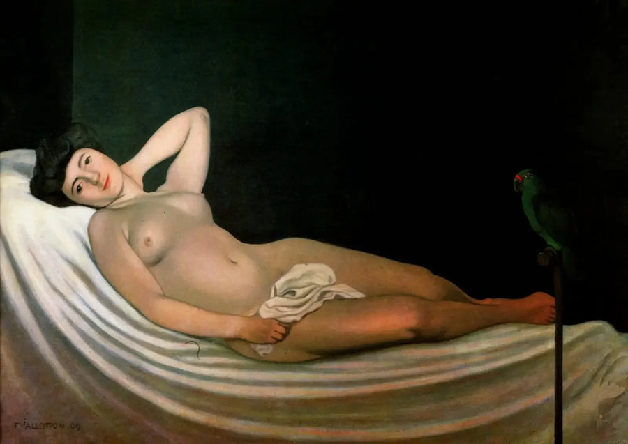 Nainen papukaijan kanssa - Félix Vallotton