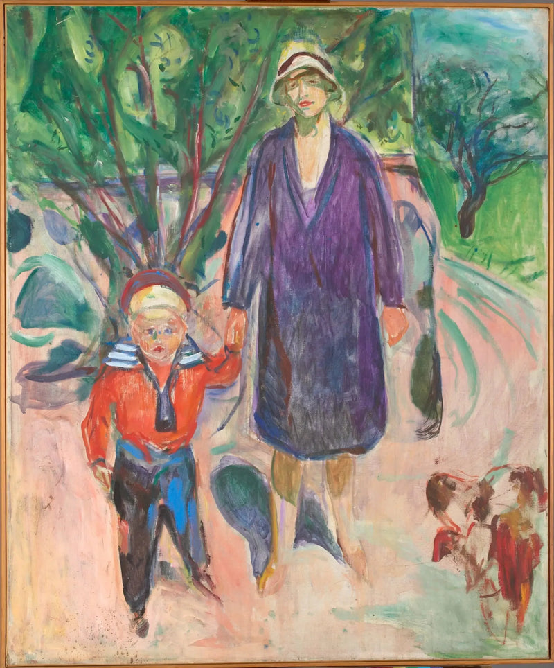 Nainen pienen pojan kanssa - Edvard Munch