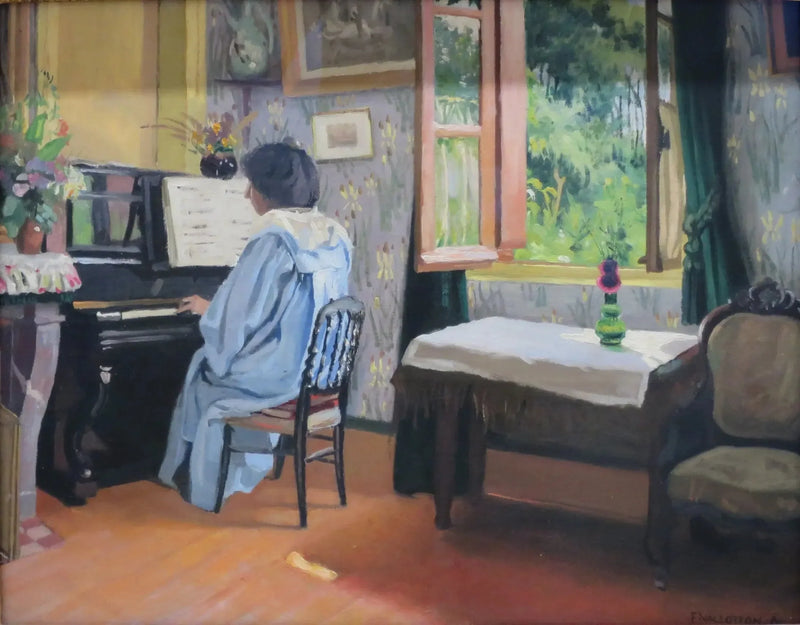 Nainen pianoa soittamassa - Félix Vallotton