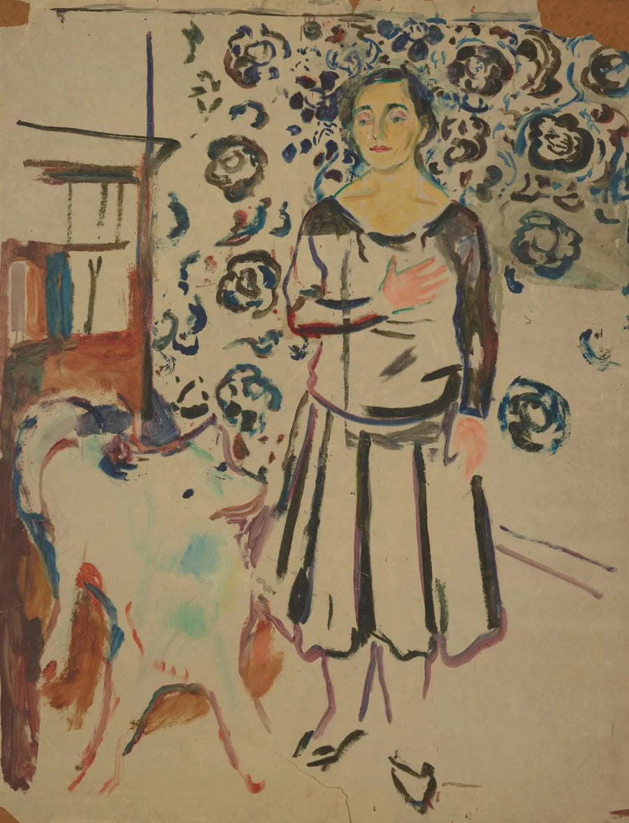 Nainen samojedikoiran kanssa - Edvard Munch