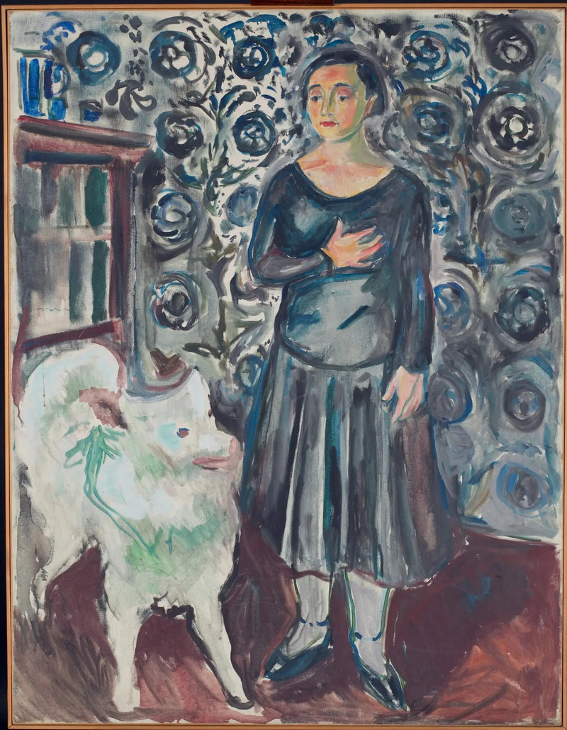 Nainen samojedikoiran kanssa - Edvard Munch