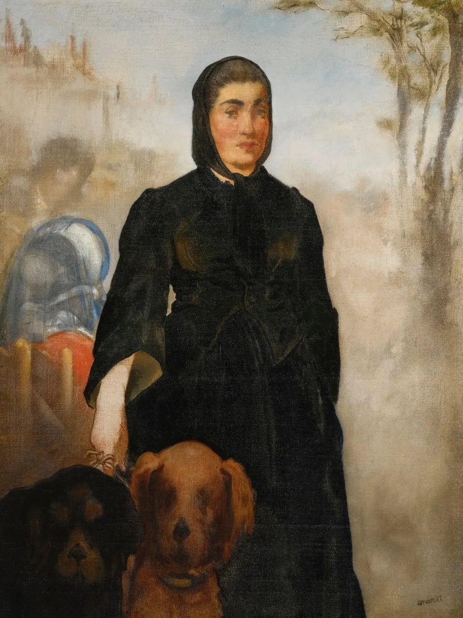Nainen koirien kanssa - Édouard Manet
