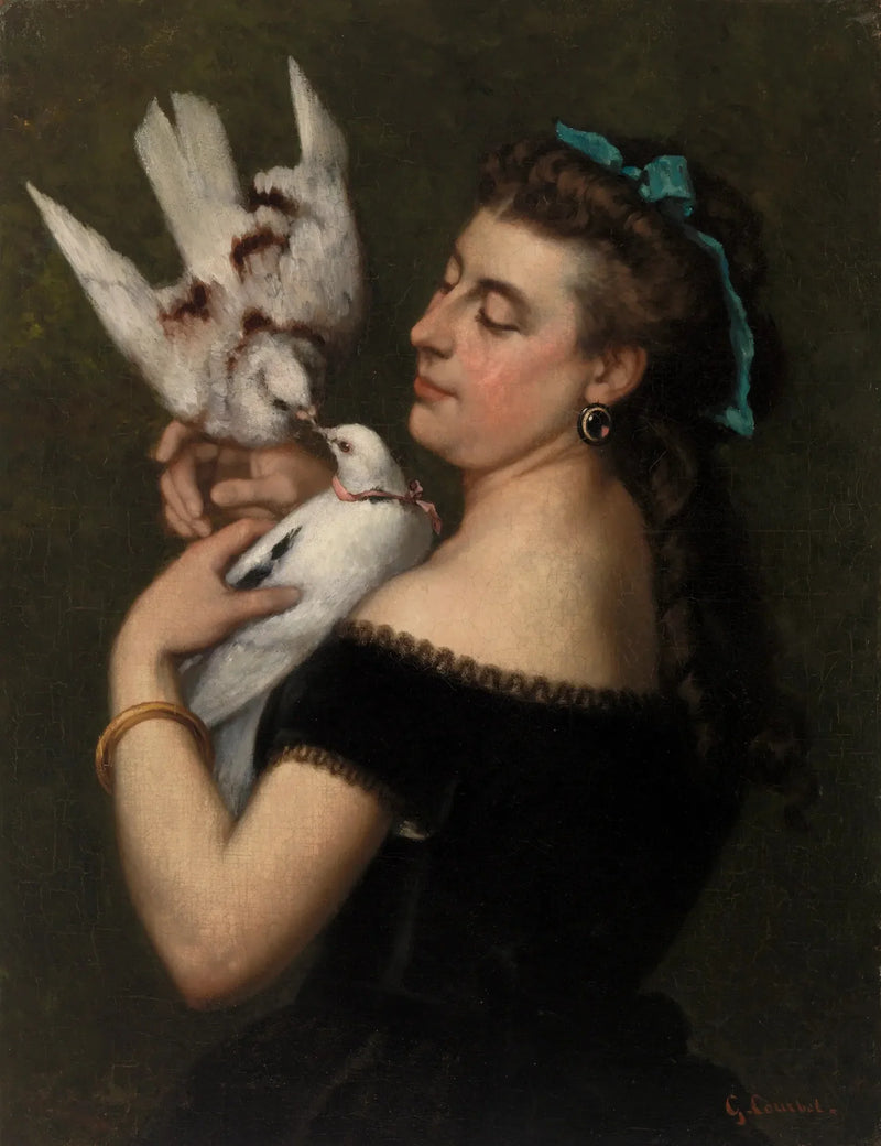 Nainen kyyhkysten kanssa - Gustave Courbet