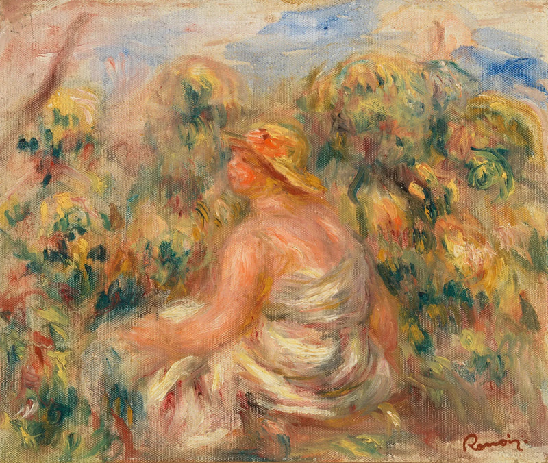 Hattuinen nainen maisemassa - Pierre-Auguste Renoir
