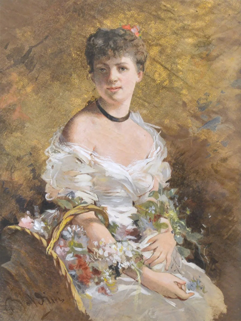 Nainen kukkien kanssa - Giovanni Boldini