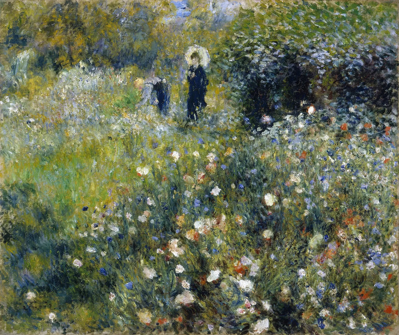 Nainen aurinkovarjon kanssa puutarhassa - Pierre-Auguste Renoir