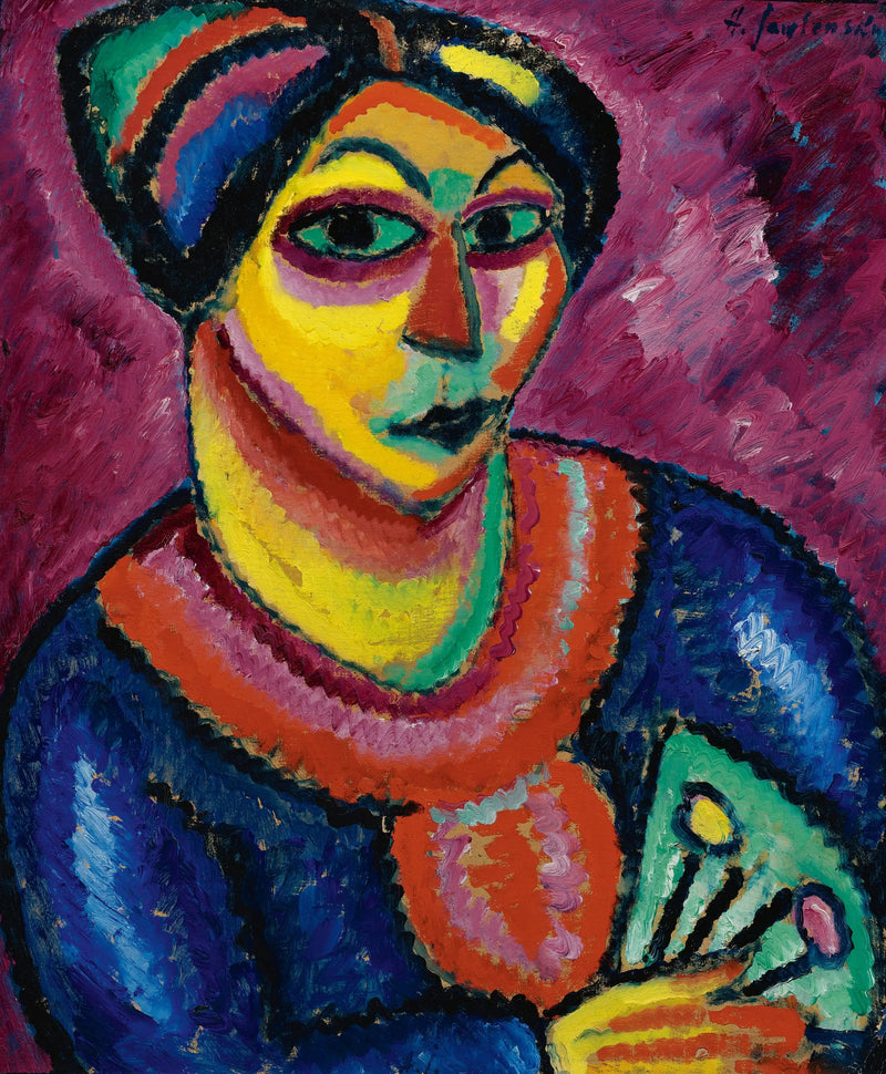 Nainen vihreän viuhkan kanssa - Alexej von Jawlensky