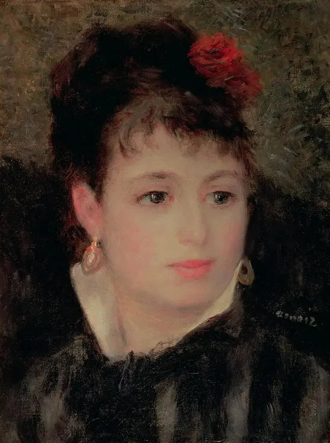 Nainen ruusu hiuksissa - Pierre-Auguste Renoir