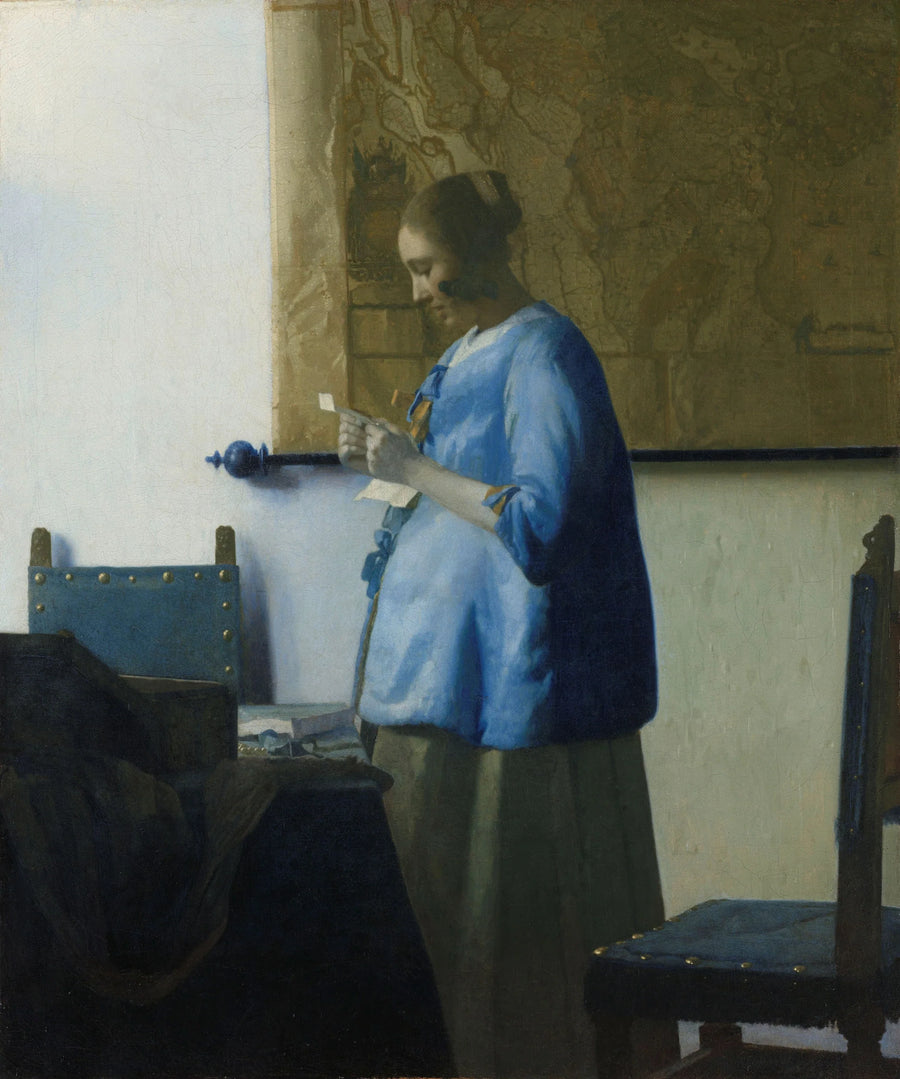 Sinisessä puvussa oleva nainen lukemassa kirjettä - Johannes Vermeer