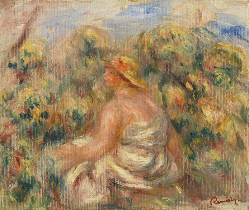 Hattuinen nainen maisemassa - Pierre-Auguste Renoir
