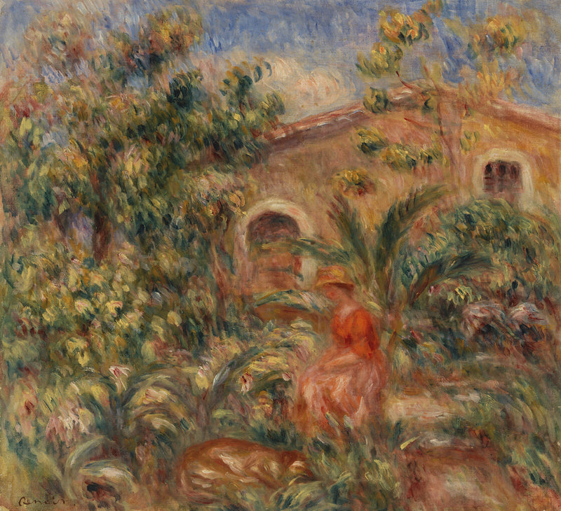 Maisema naisella ja koiralla (Nainen ja koira maisemassa) - Pierre-Auguste Renoir