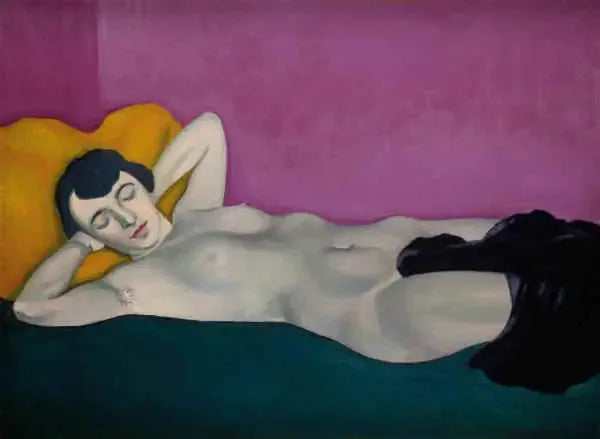 Nainen makaa violetin taustan edessä - Félix Vallotton