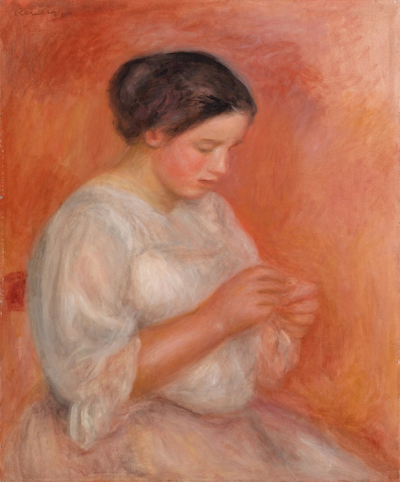 Ompelevan naisen kuva - Pierre-Auguste Renoir