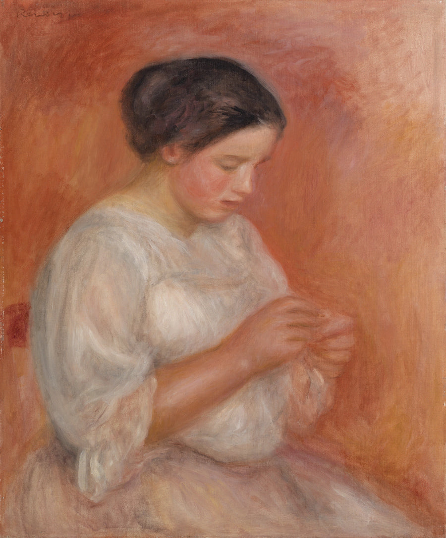Ompelevan naisen kuva - Pierre-Auguste Renoir
