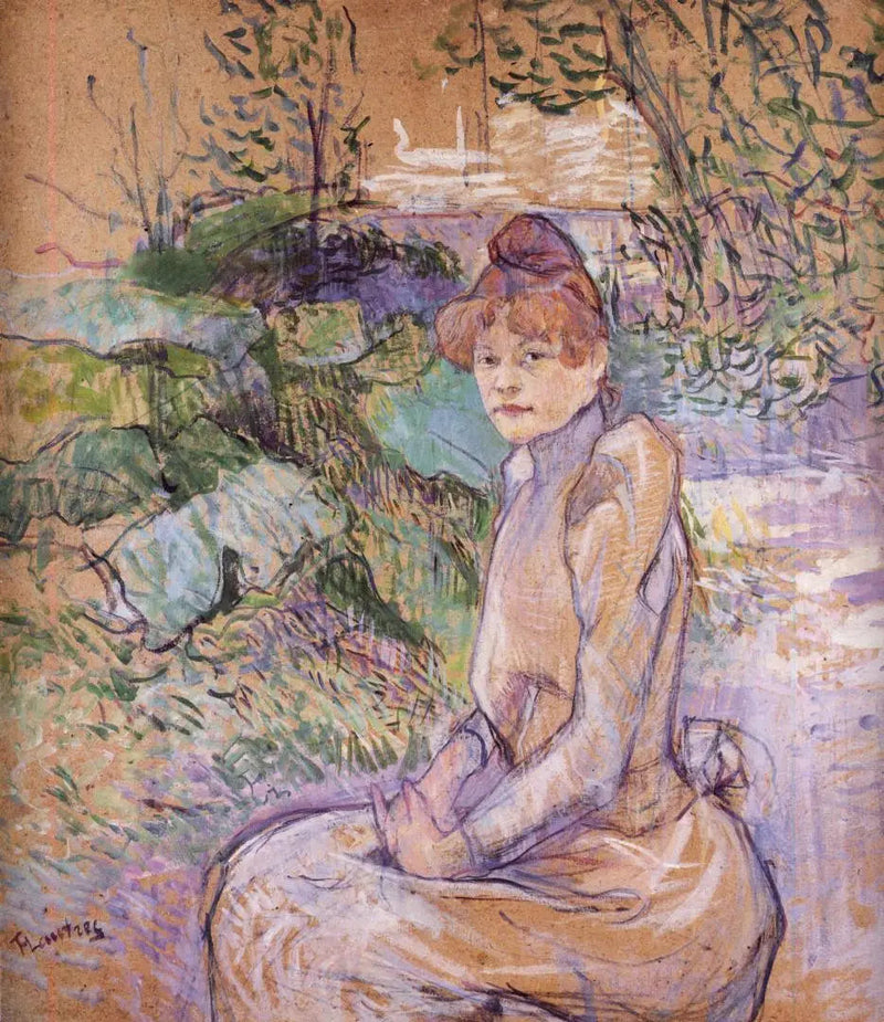 Nainen herra Forestin puutarhassa - Henri de Toulouse-Lautrec