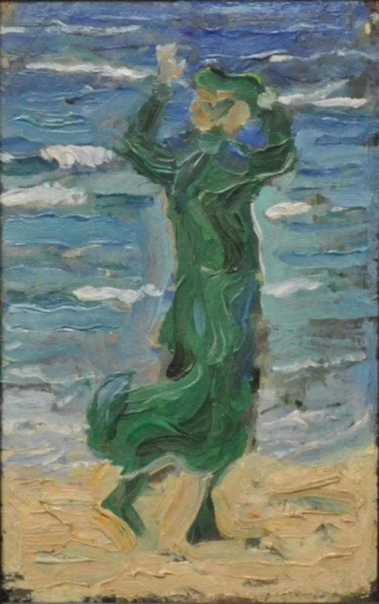 Nainen tuulessa meren rannalla - Franz Marc
