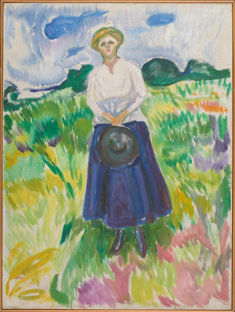Nainen vihreällä niityllä - Edvard Munch