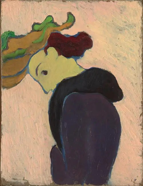 Profiilikuva naisesta vihreässä hatussa - Édouard Vuillard