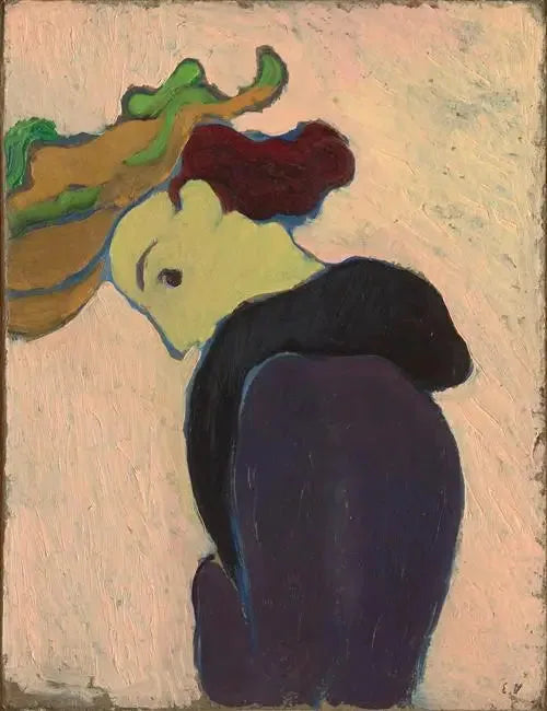 Profiilikuva naisesta vihreässä hatussa - Édouard Vuillard