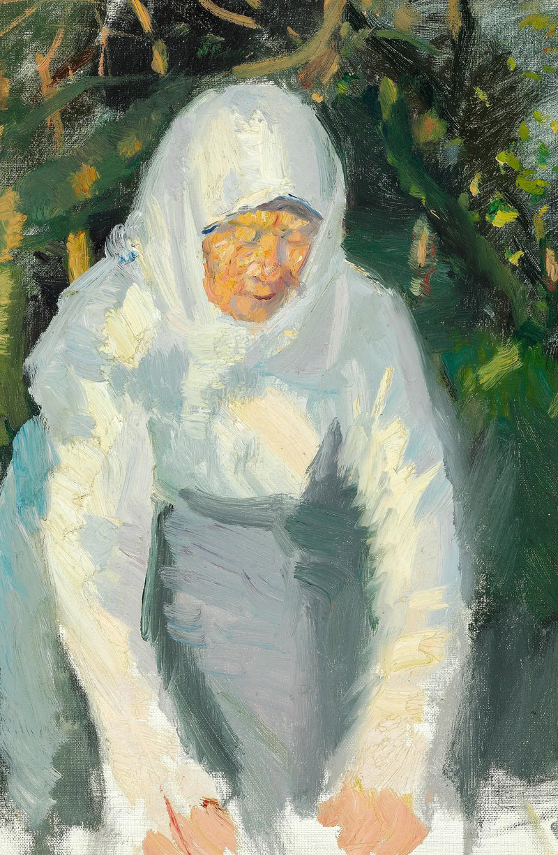 Nainen Skagenista valkoisessa huivissa. - Anna Ancher