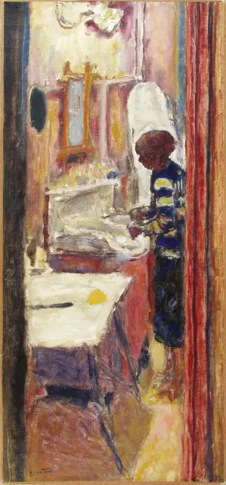 Nainen seisomassa sisätilassa - Pierre Bonnard