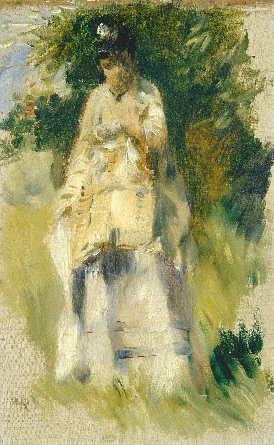 Nainen seisoo puun vieressä - Pierre-Auguste Renoir