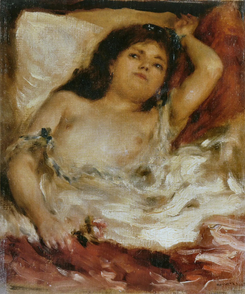 Puolialaston nainen makuulla: ruusu - Pierre-Auguste Renoir