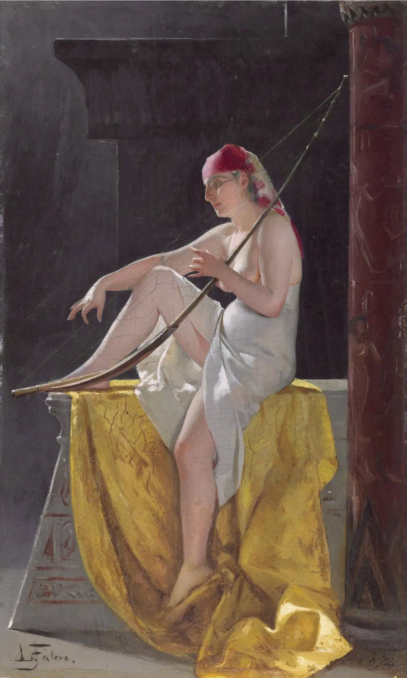 Egyptiläinen nainen ja harppu - Luis Ricardo Falero