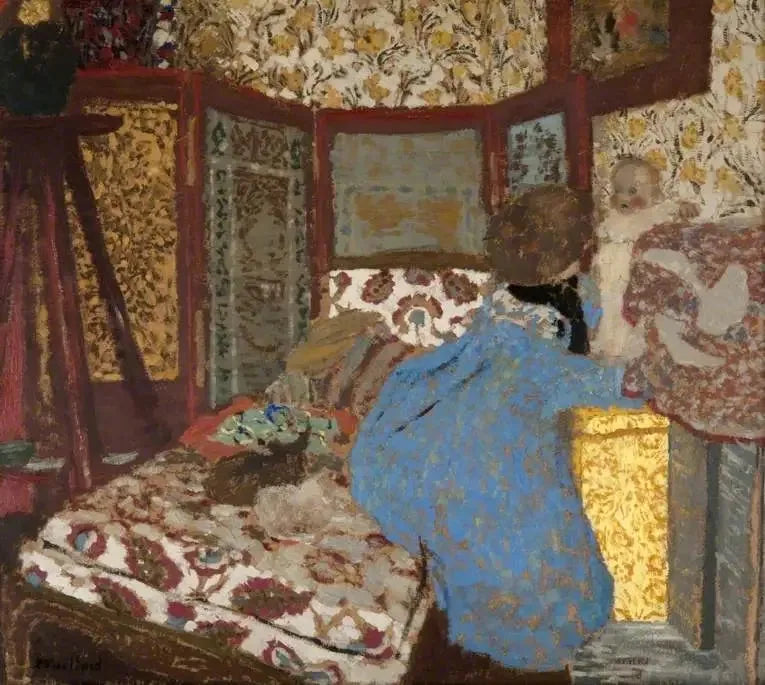 Nainen sinisessä lasten kanssa - Édouard Vuillard