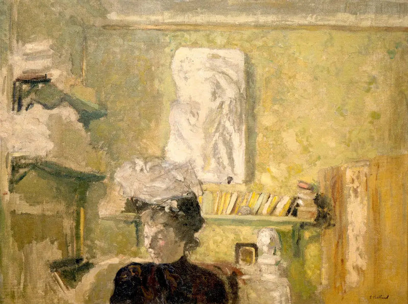 Nainen hatussa edessä relieffistä - Édouard Vuillard