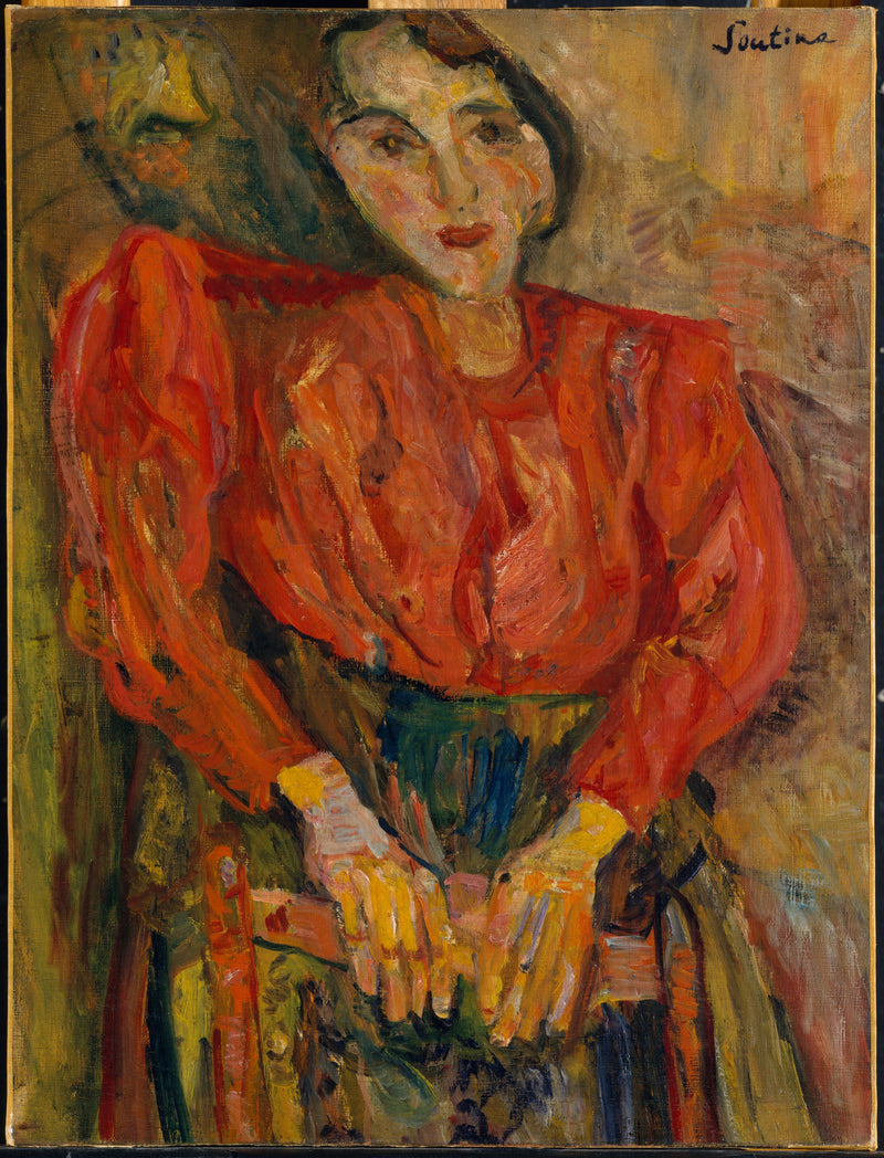 Naispuolinen punaisessa kauluspaidassa - Chaim Soutine