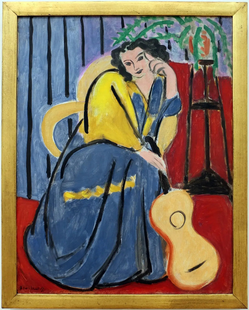 Nainen keltaisessa ja sinisessä kitaran kanssa - Henri Matisse