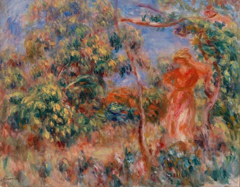 Nainen punaisessa maisemassa - Pierre-Auguste Renoir