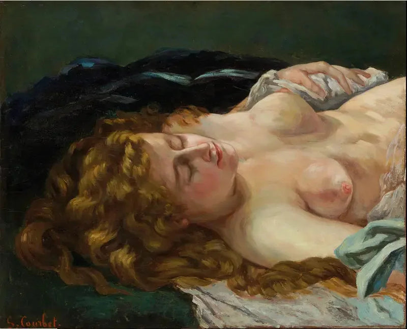 Nukahtanut nainen punaisilla hiuksilla - Gustave Courbet