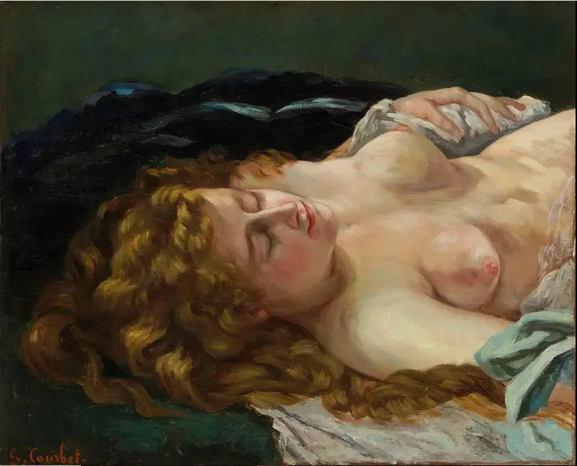Nukahtanut nainen punaisilla hiuksilla - Gustave Courbet