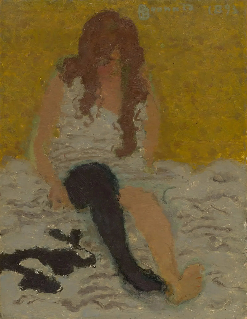 Nainen laittamassa sukkiaan - Pierre Bonnard