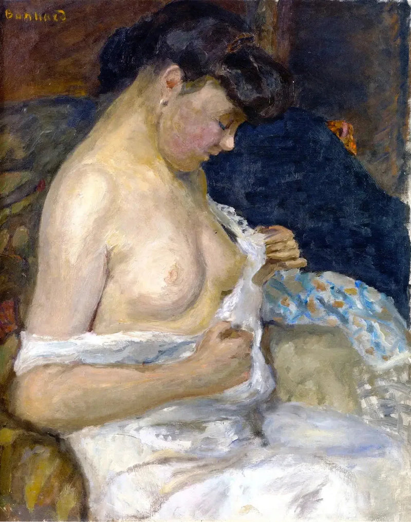 Nainen riisumassa paitaa - Pierre Bonnard